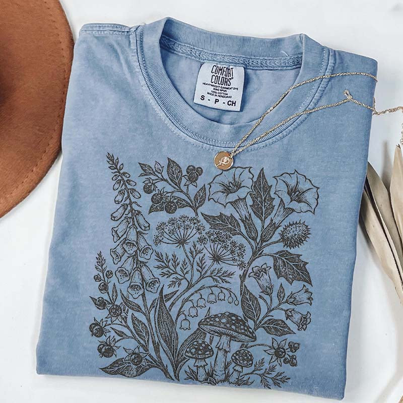 Retro Poisonous Plants Dark Academia Botanical T-Shirt