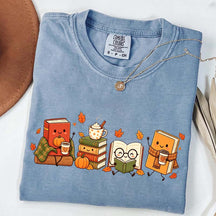 Cozy Book Lover Coffee Pumpkin T-Shirt