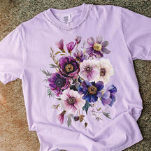 Botanical Purple Floral Anemones T-Shirt