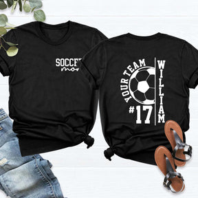 Custom Soccer Team Mom Kids Name & Number T-Shirt