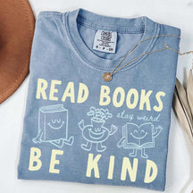 Read Books Be Kind Stay Weird Retro Doodle T-Shirt
