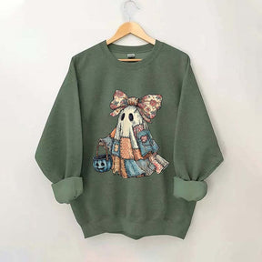 Retro Halloween Blue Denim Ghost Sweatshirt