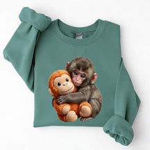 Cute Baby Monkey With Plush Toy Sweatshirt