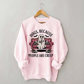 Retro Dogs Because People are Creepy Halloween Sweatshirt