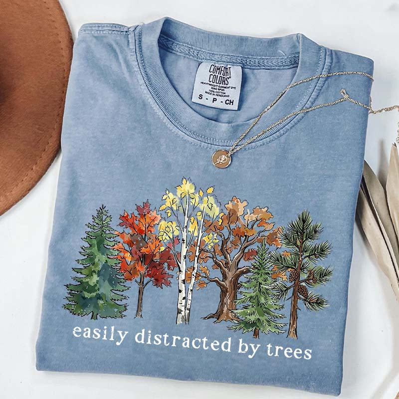 Easily Distracted by Trees Camping Hiking T-Shirt