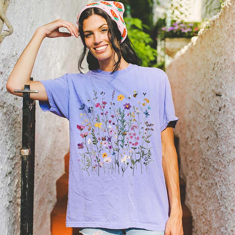 Boho Wildflowers & Bees Garden T-Shirt