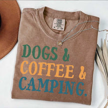 Dogs Coffee Camping Life T-Shirt