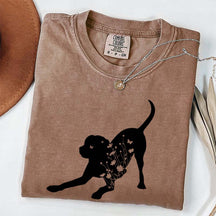 Black Lab Mom Labrador Dog Flowers T-Shirt