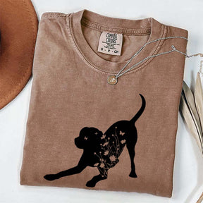 Black Lab Mom Labrador Dog Flowers T-Shirt