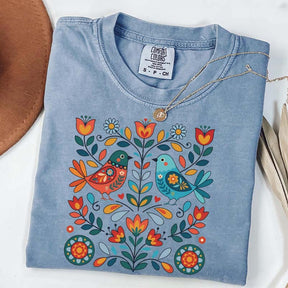 Cute Scandinavian Folk Art Bird T-Shirt