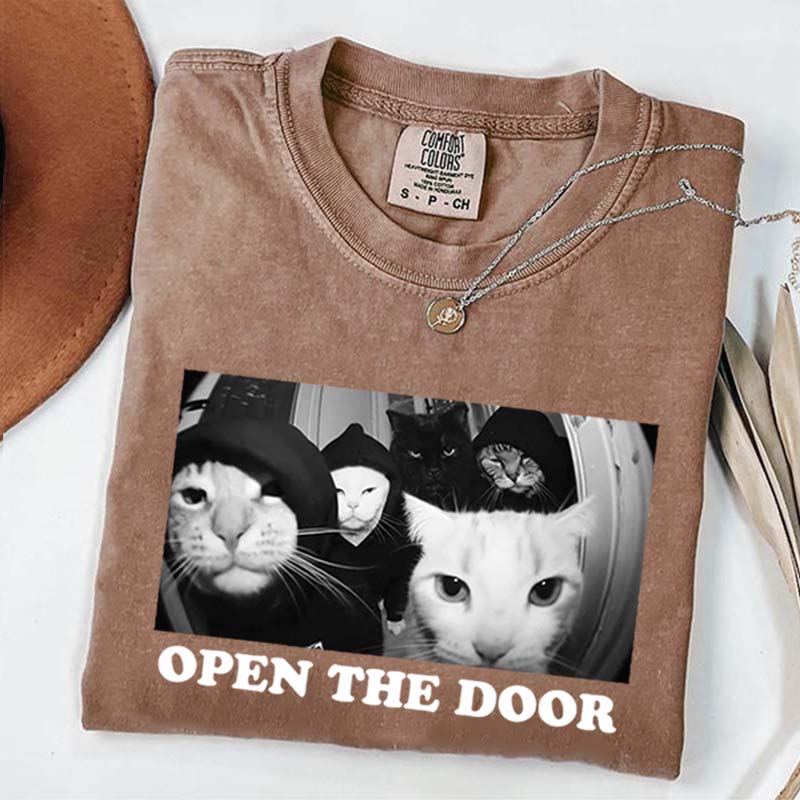 Funny Cat Gang Open The Door T-Shirt