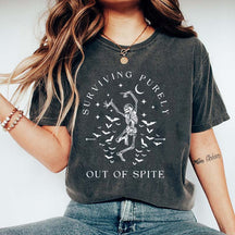 Surviving Purely Out Of Spite Skeleton Bat T-Shirt