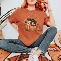Fall Pumpkin Tuxedo Cat T-Shirt