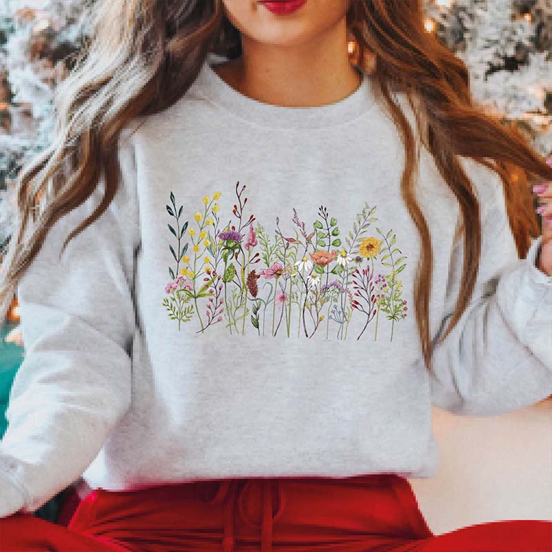 Pastel Floral Wild Flowers Lover Sweatshirt