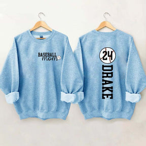Custom Baseball Name And Number Mom Sweatshirt