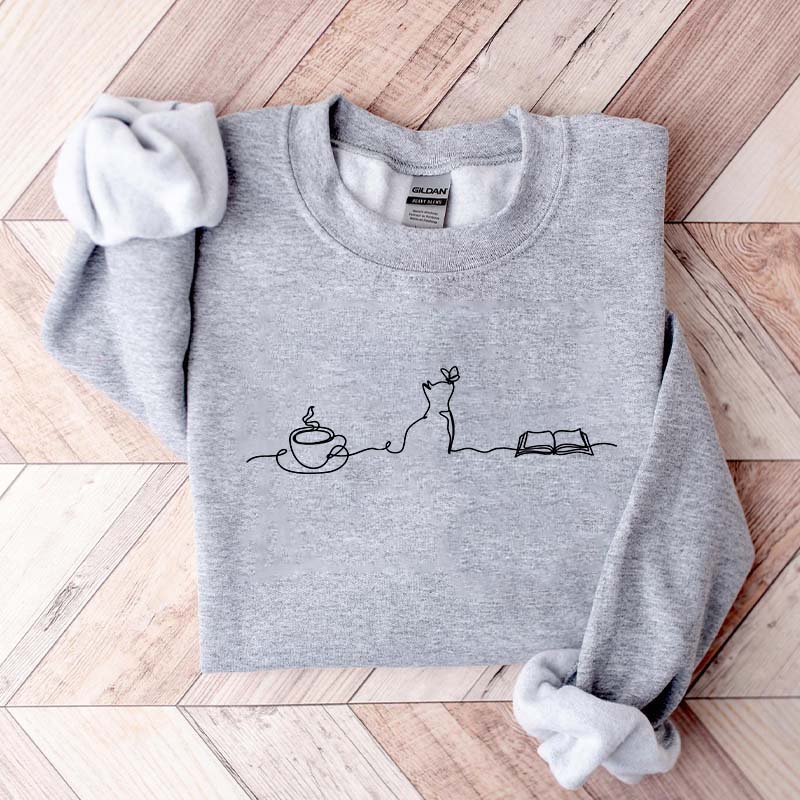 Coffee Cats And Books Lover Bookworm Sweatshirt