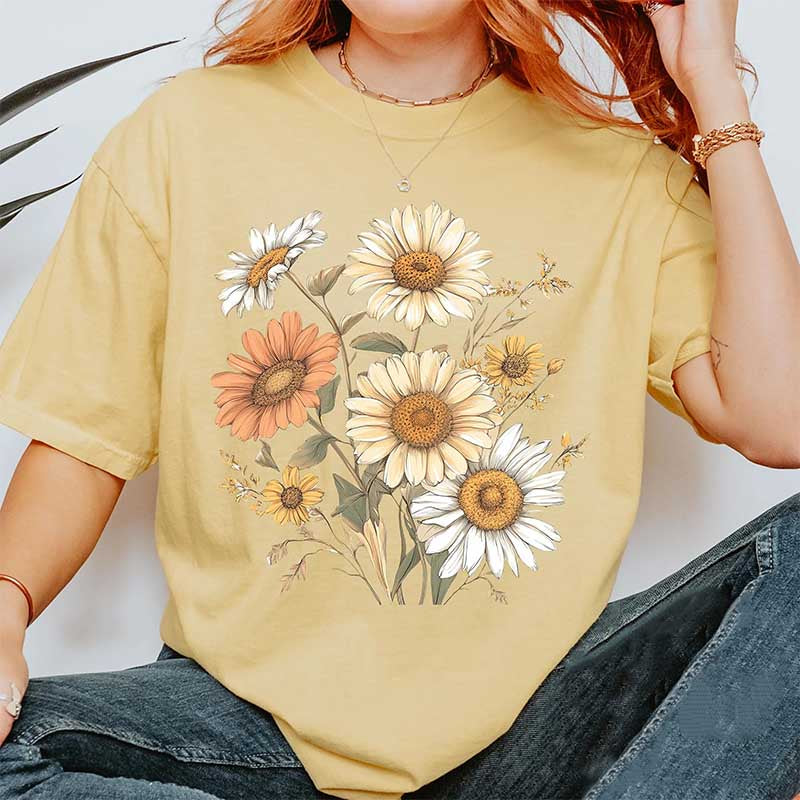 Vintage Pressed Sunflowers Garden Lover T-Shirt