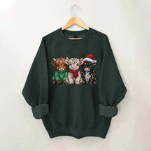 Rustic Highland Cows Christmas Sweatshirt