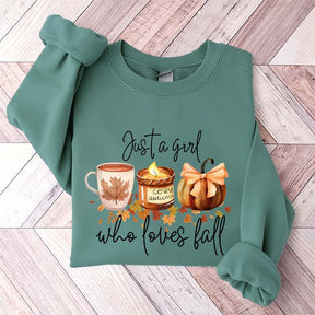 Just A Girl Who Loves Fall Football Coffee Sweatshirt