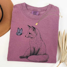 Fox and Butterfly Animal Nature T-Shirt