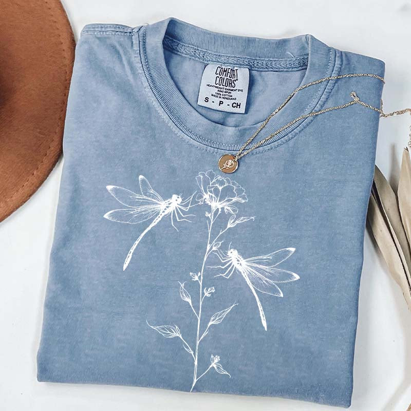 Comfort Color Womens Dragonfly Floral T-Shirt
