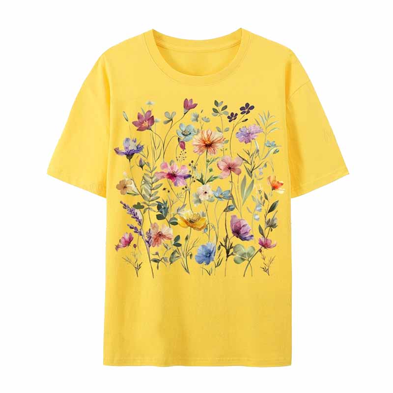 Boho Purple Floral Wildflowers T-Shirt