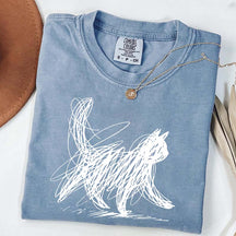 Abstract Cat Line T-Shirt
