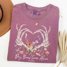 Dry Bones Come Alive Skeleton Flowers T-Shirt