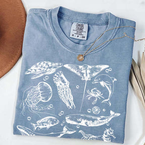 Sea Animals 90s Vintage Style T-Shirt