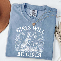 Girls Will Be Girls Praying Mantis Botanical T-Shirt