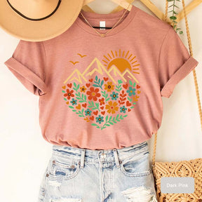 Floral Mountain Graphic Outdoor T-Shirt