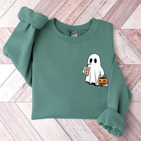 Cute Ghost Drinking Iced Coffee Sweatshirt