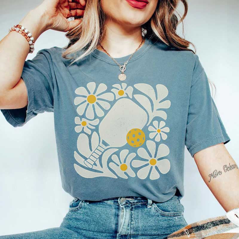 Comfort Colors Pickleball Floral Boho T-Shirt