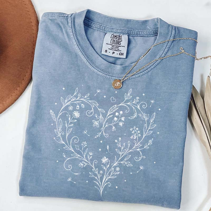Botanical Dandelion Heart Wildflower T-Shirt