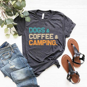Dogs Coffee Camping Vacation T-Shirt