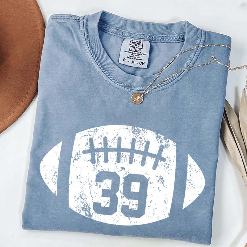 Custom Comfort Colors Football Kids Jersey Number T-Shirt