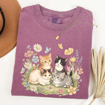 Retro Kitten Cute Cat Butterfly T-Shirt