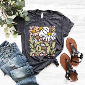 Boho Wildflowers Floral Nature Simple T-Shirt
