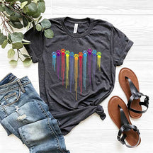 Colorful Dog Paw Heart T-Shirt