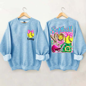 Personalized Softball Coquette Sweatshirt