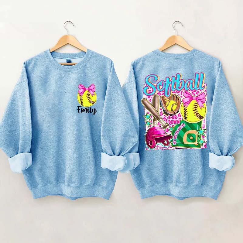 Personalized Softball Coquette Sweatshirt