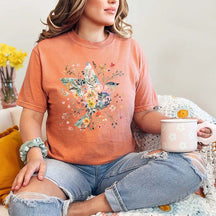Boho Birdie Summer Flower T-Shirt