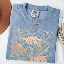 Boho Floral Abstract Botanical Aesthetic T-Shirt