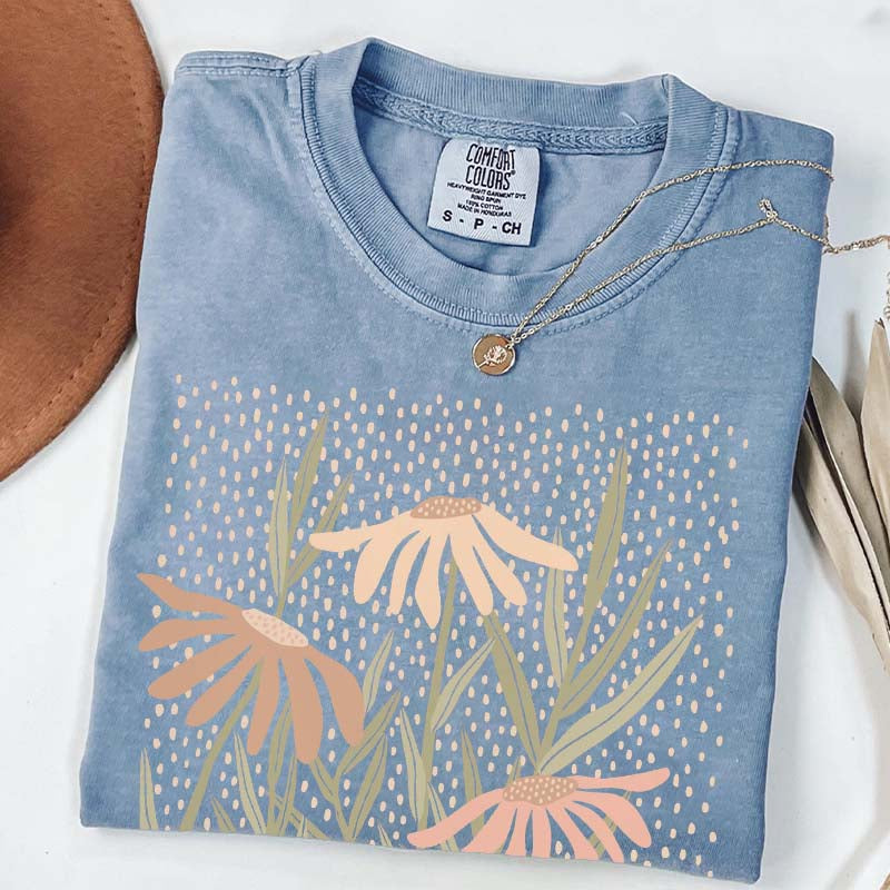 Boho Floral Abstract Botanical Aesthetic T-Shirt