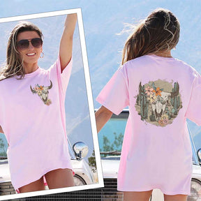 Vintage Cow Skull Western Music T-Shirt