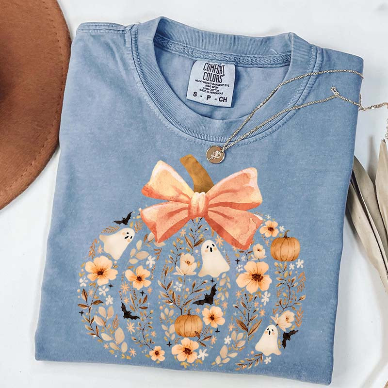 Vintage Floral Pumpkin Cute Halloween T-Shirt