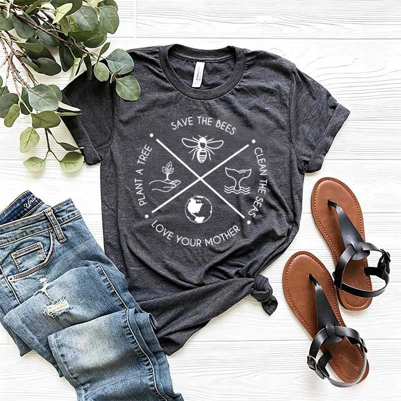 Plant A Tree Clean The Seas Save The Bees T-Shirt