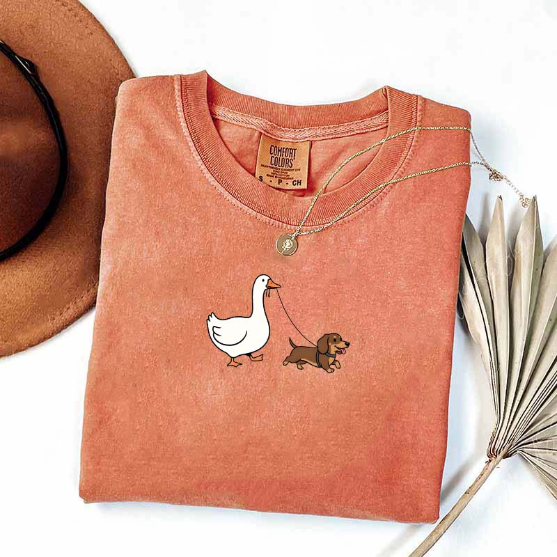 Goose and Dachshund Dog T-Shirt
