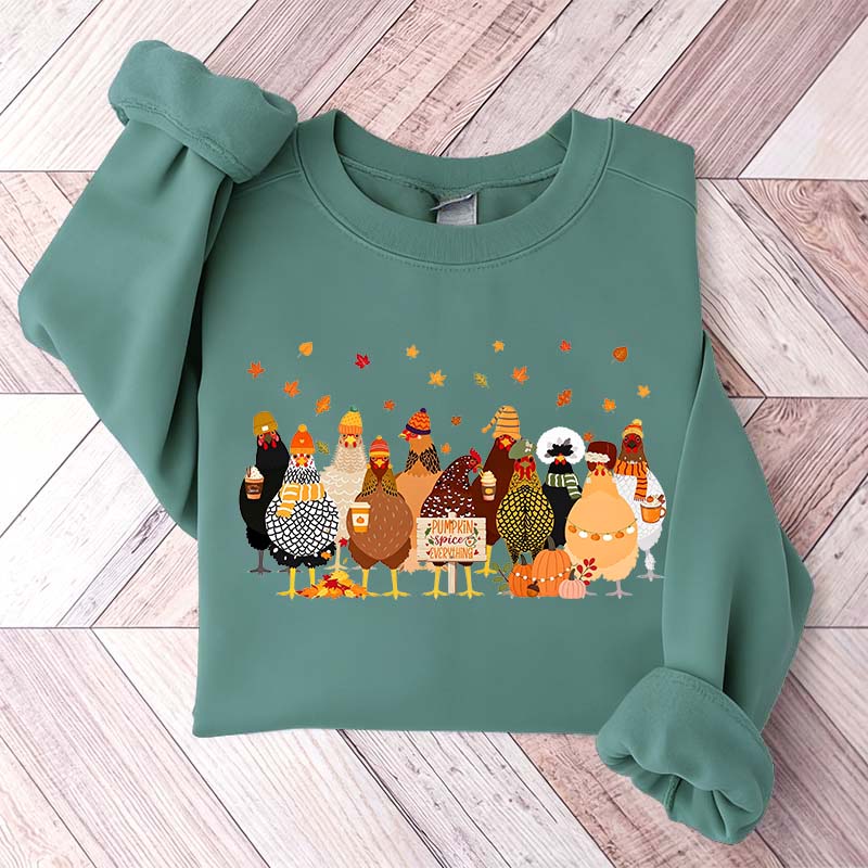 Humorous Fall Chickens Sweatshirt