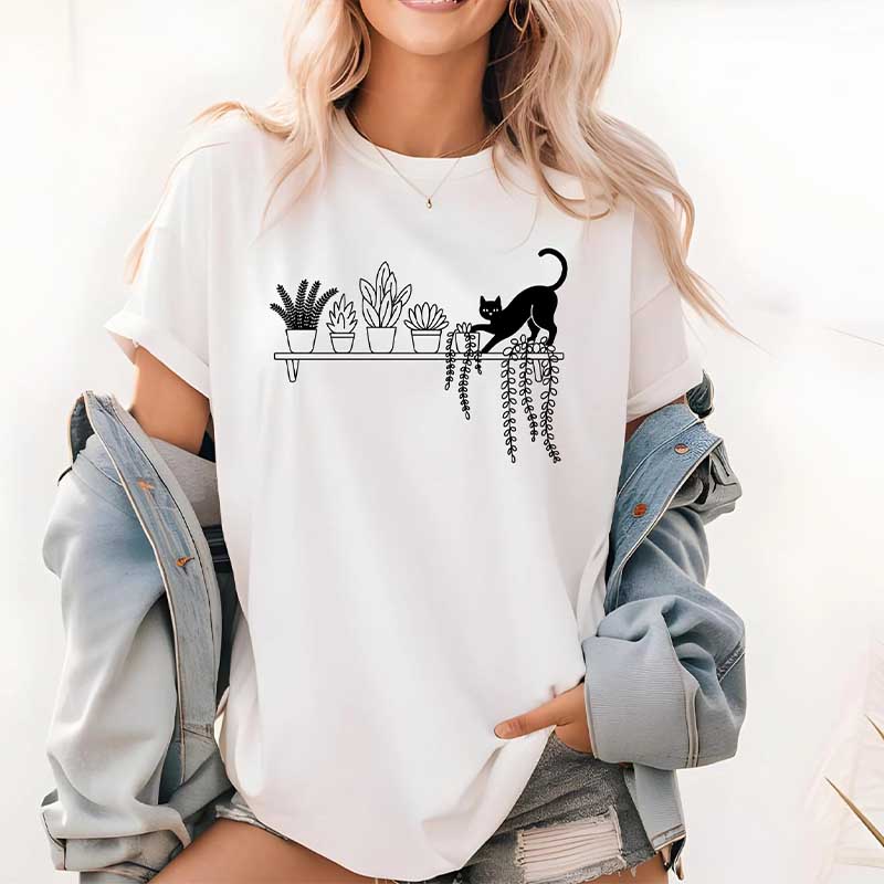 Cat Knocking Over Plants T-Shirt